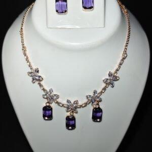 Amethyst Bloom Gala Set / Royal Amethyst Dangle Necklace/VNSJwellery Set