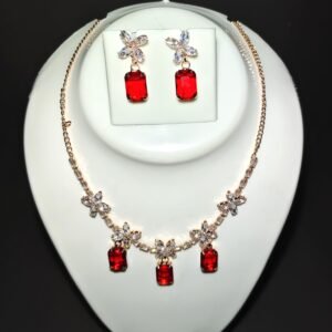 Crimson Royale Ruby Set / Ruby Radiance Rose-Gold Necklace/VNSJwellery Set